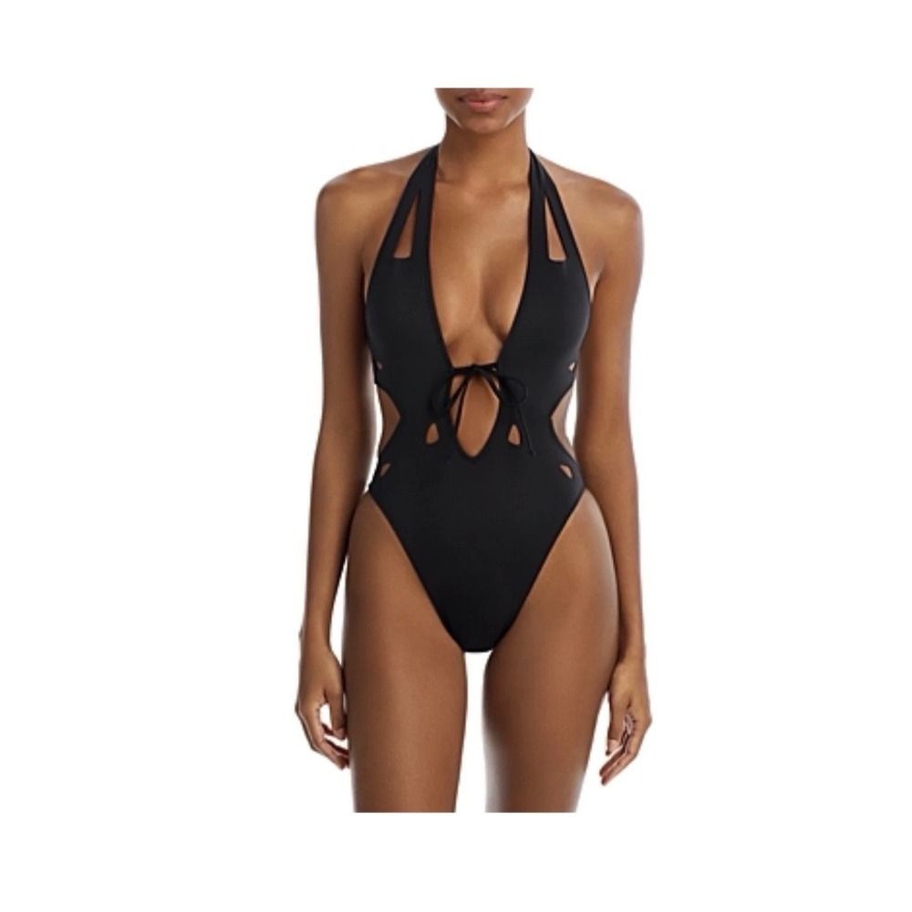 GIGI C One Piece Bathing Suit Black Cutout Swimsuit NWT Size Medium